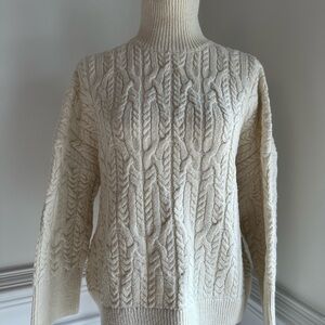 ZARA Cream Cable Knit Turtleneck Oversized Sweater – Size S